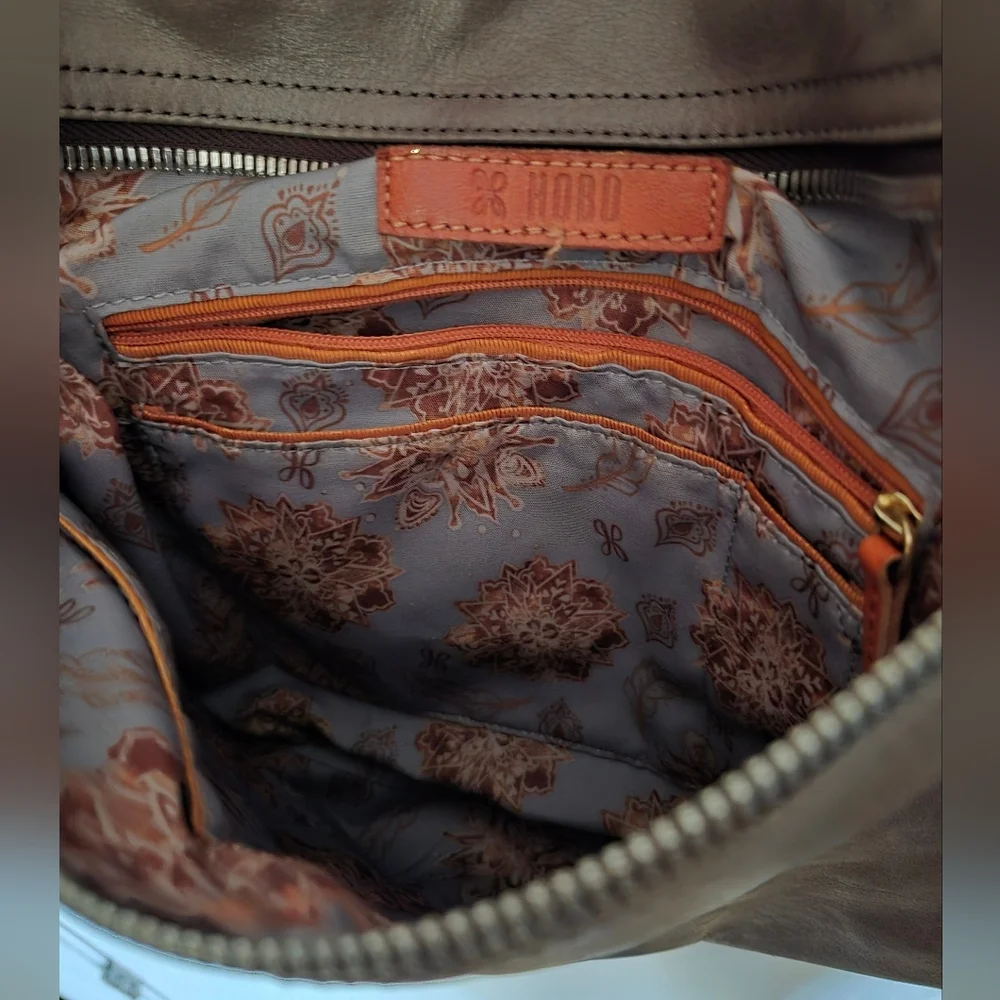 HOBO Brown Leather Messenger Bag with Soft-Sided‎ Design